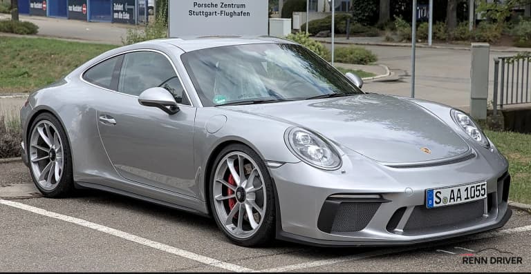 Porsche 991.2 GT3 Touring rear view showing retractable spoiler