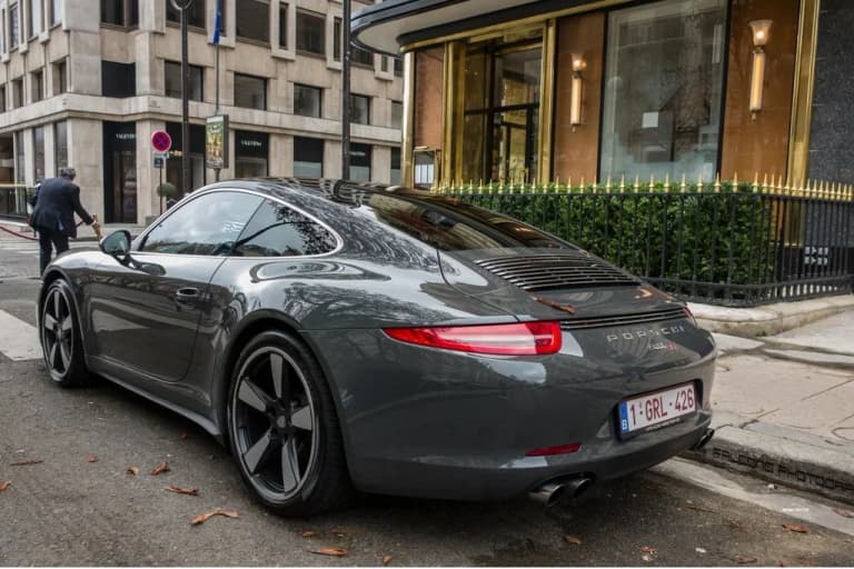Grey Porsche 911 50th Anniversary Edition front three-quarter view