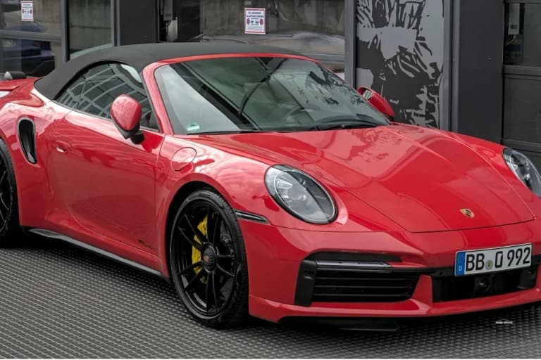 Blue Porsche 992 Turbo S Cabriolet