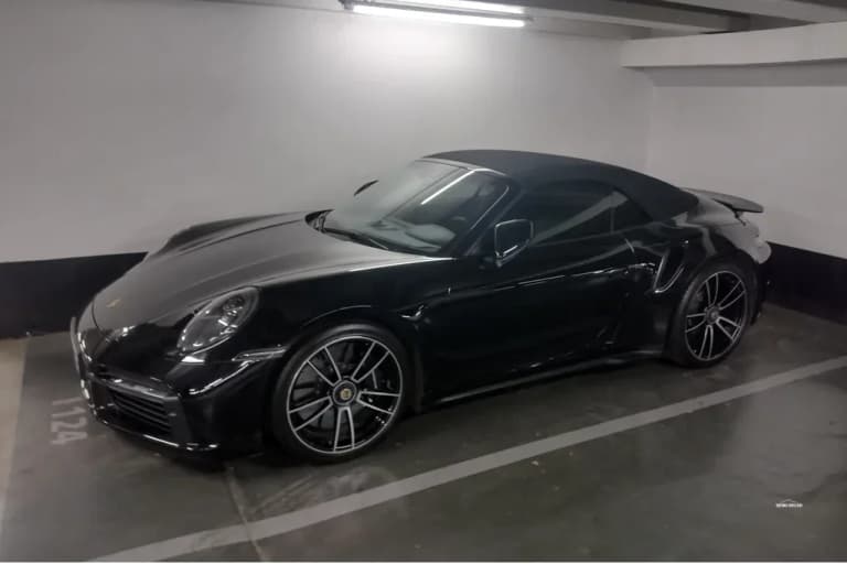 Porsche 992 Turbo S Cabriolet with the top down