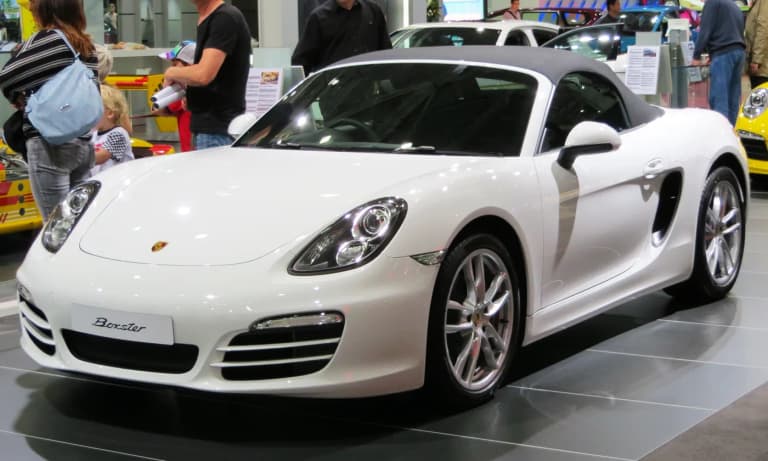 Silver Porsche 981 Boxster on display