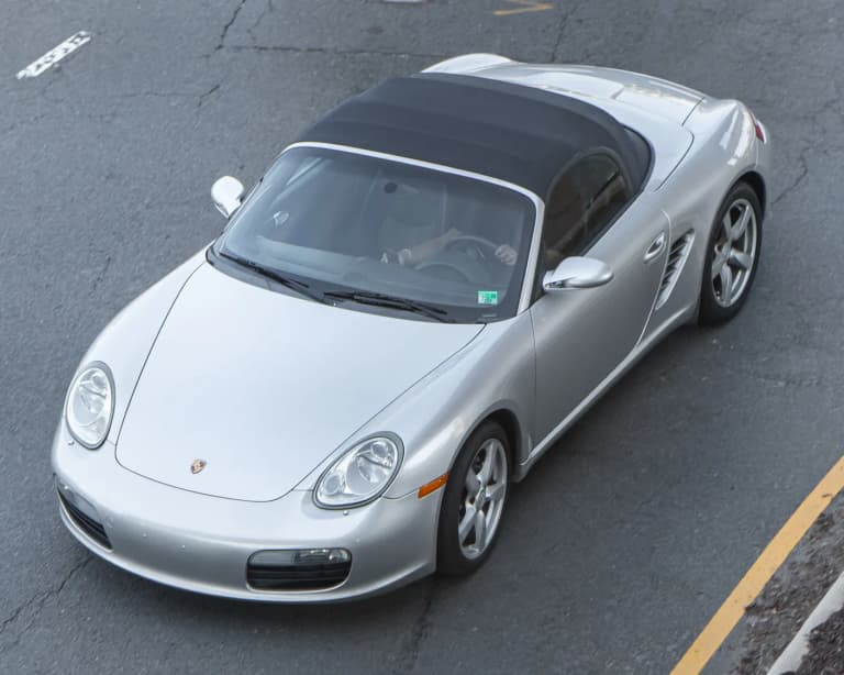 Silver Porsche Boxster 987 generation photographed in Washington DC