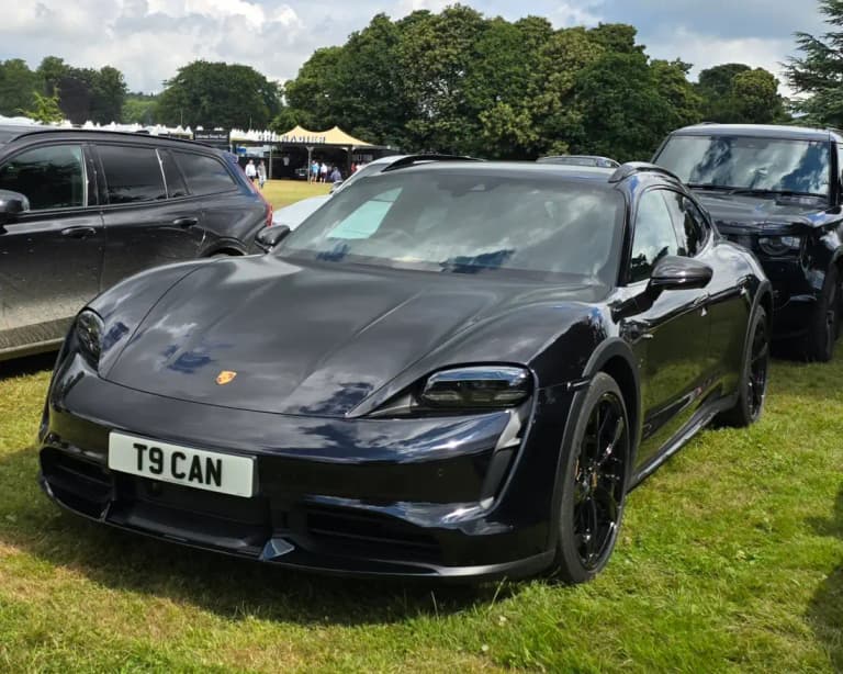Black Porsche Taycan Turbo S Cross Turismo, the wagon-bodied version