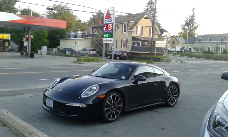 Black Porsche 911 in St. Johnsbury, Vermont