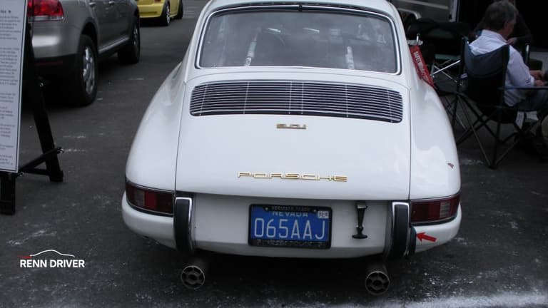 Rear of a white Porsche 901