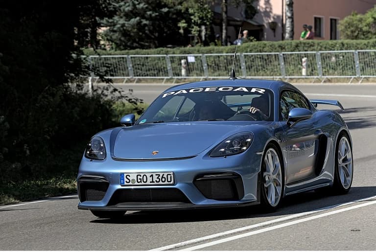 Porsche 718 Cayman GT4 rear view with large wing