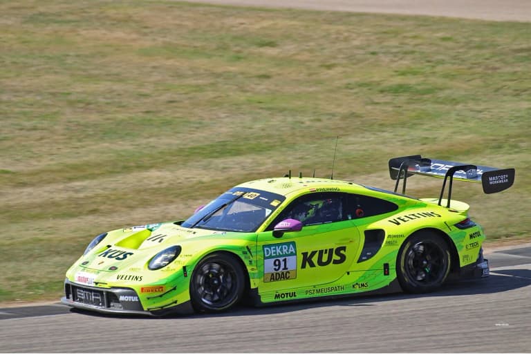 Thomas Preining celebrating 2023 DTM championship win with Manthey Porsche