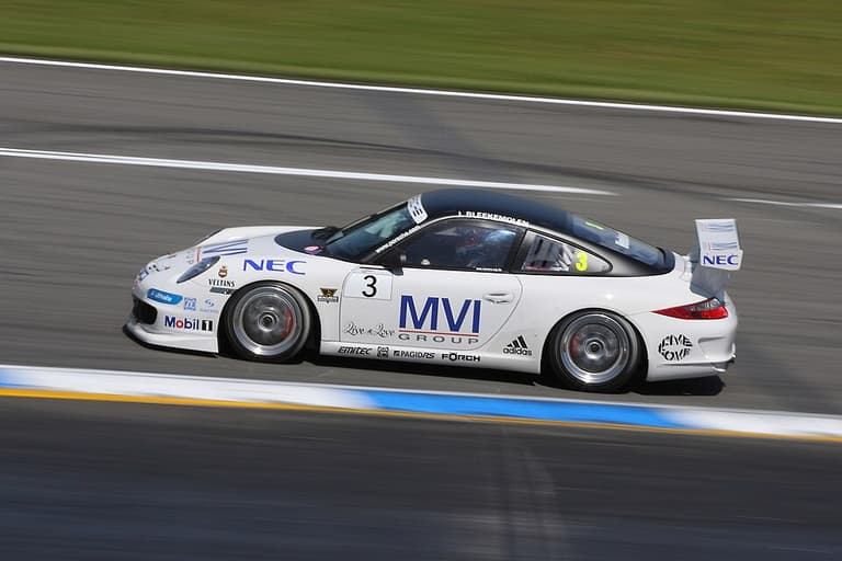 Porsche GT3 Cup car racing on circuit
