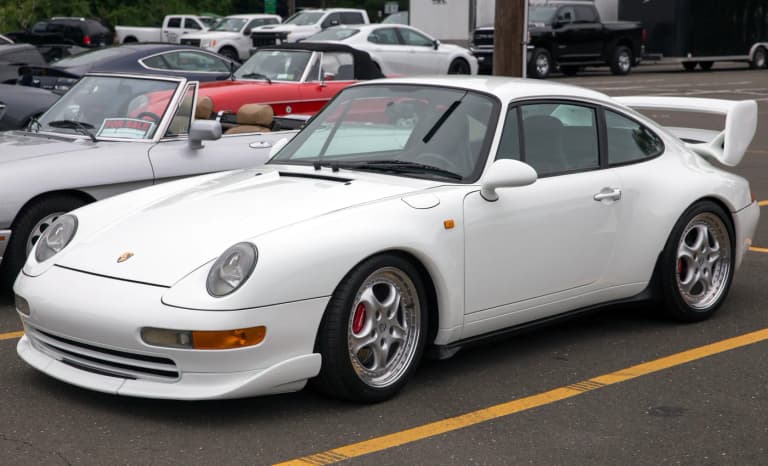 Grand Prix White Porsche 993 911 Carrera RS, front three-quarter view