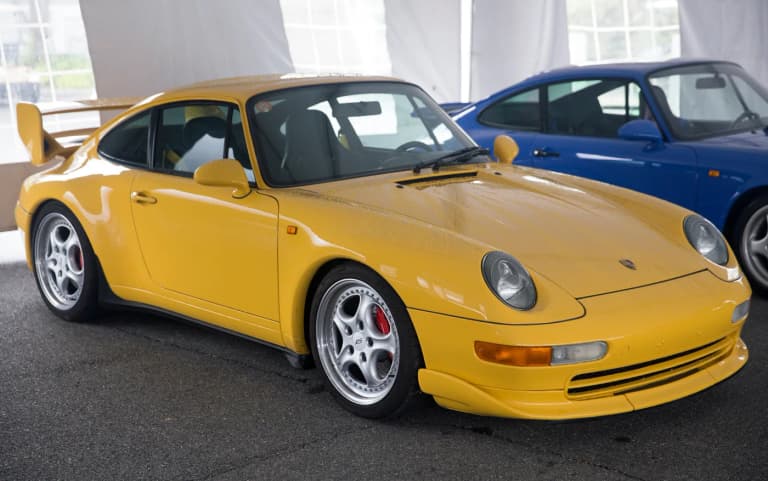 Speed Yellow Porsche 993 911 Carrera RS, front three-quarter view