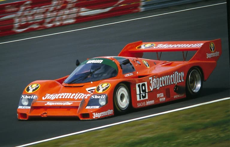 Brun Motorsport Porsche 956 racing at the Nürburgring in 1985
