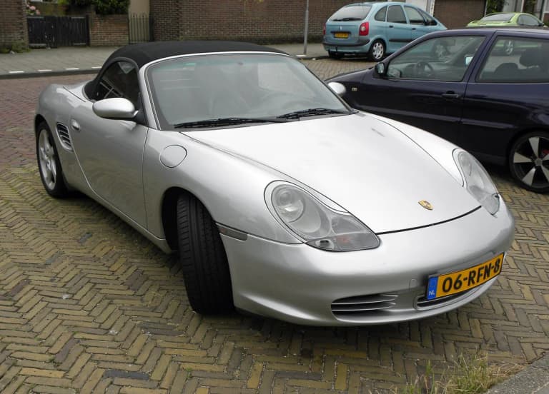 Silver 2003 Porsche 986 Boxster S front three-quarter view