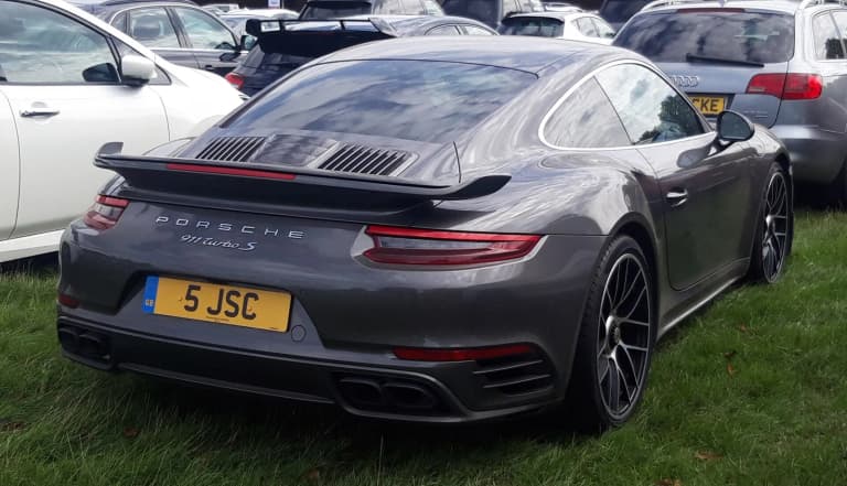 Rear of a standard Porsche 991.2 Turbo S. TopCar replaces most of these panels. Not a conversion.