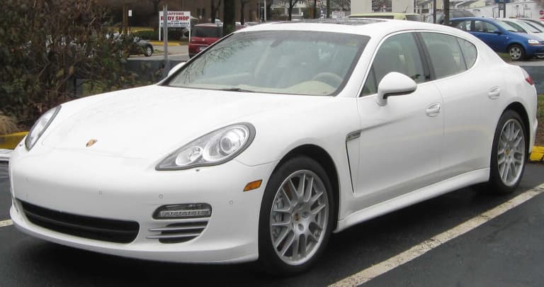 White 2010 Porsche Panamera 4S photographed in Maryland.