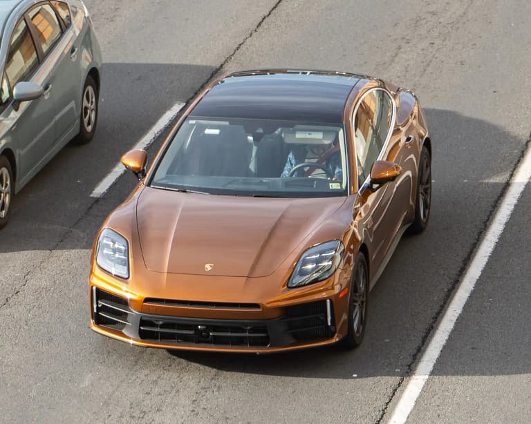 Bronze Porsche Panamera 4S 972 viewed from above in Washington, DC.