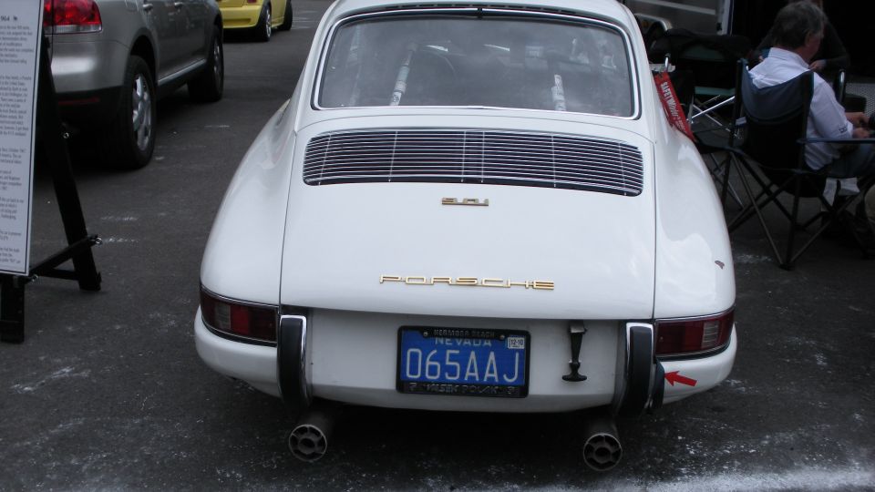 Rear of a white Porsche 901