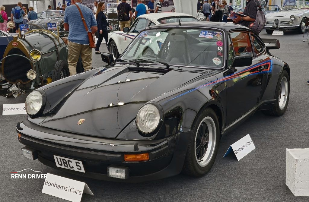 Porsche 930 Turbo in Martini Racing livery with flared arches and Fuchs wheels