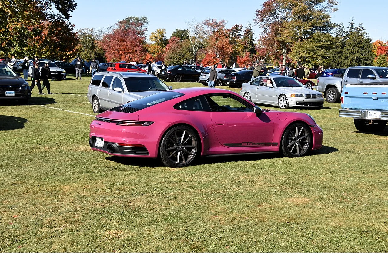 Rubystar Porsche 992 Carrera T side profile showing Carrera T stripe