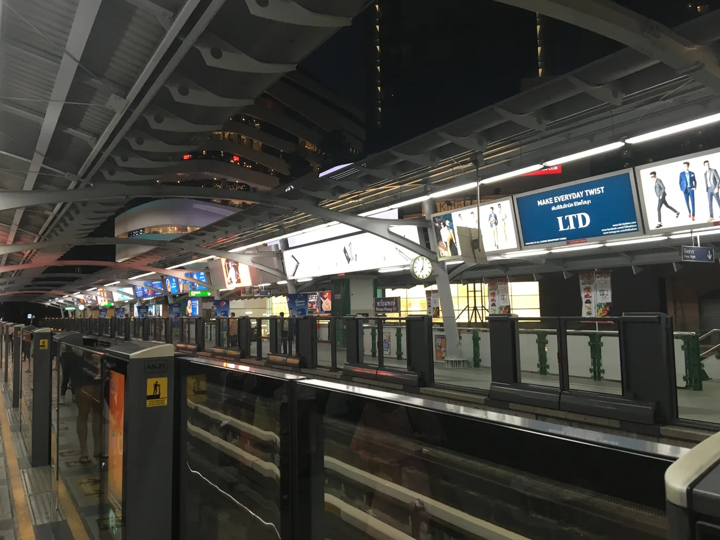 Phrom Phong BTS station at night