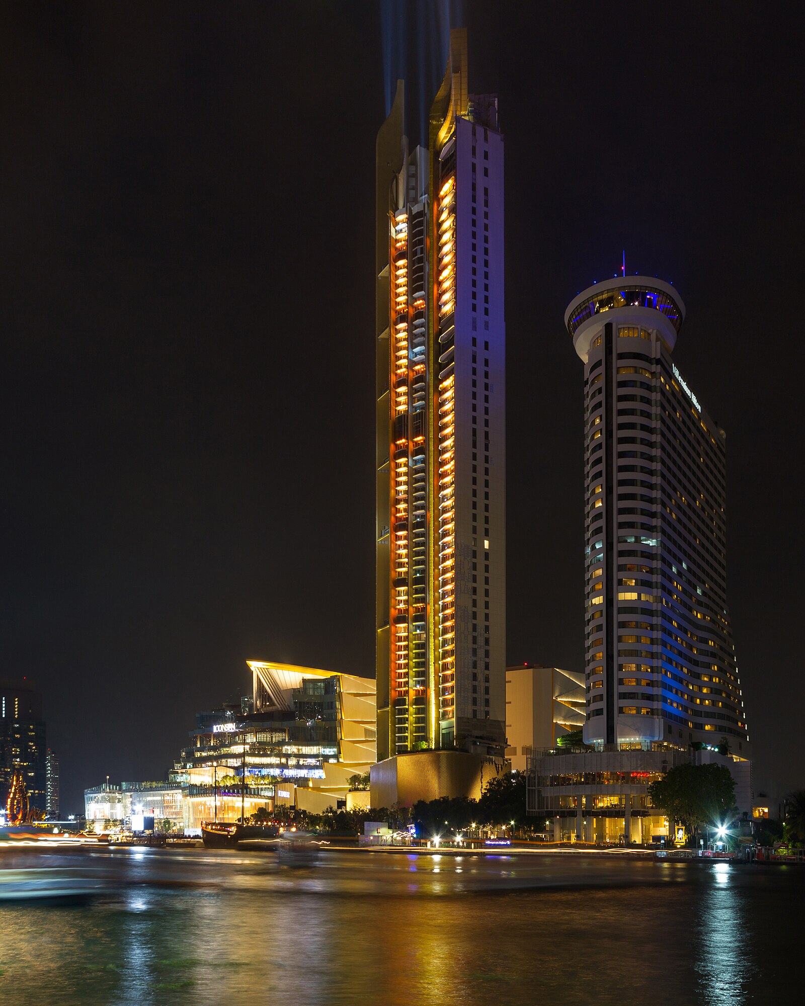 ICONSIAM at night with illuminated facade