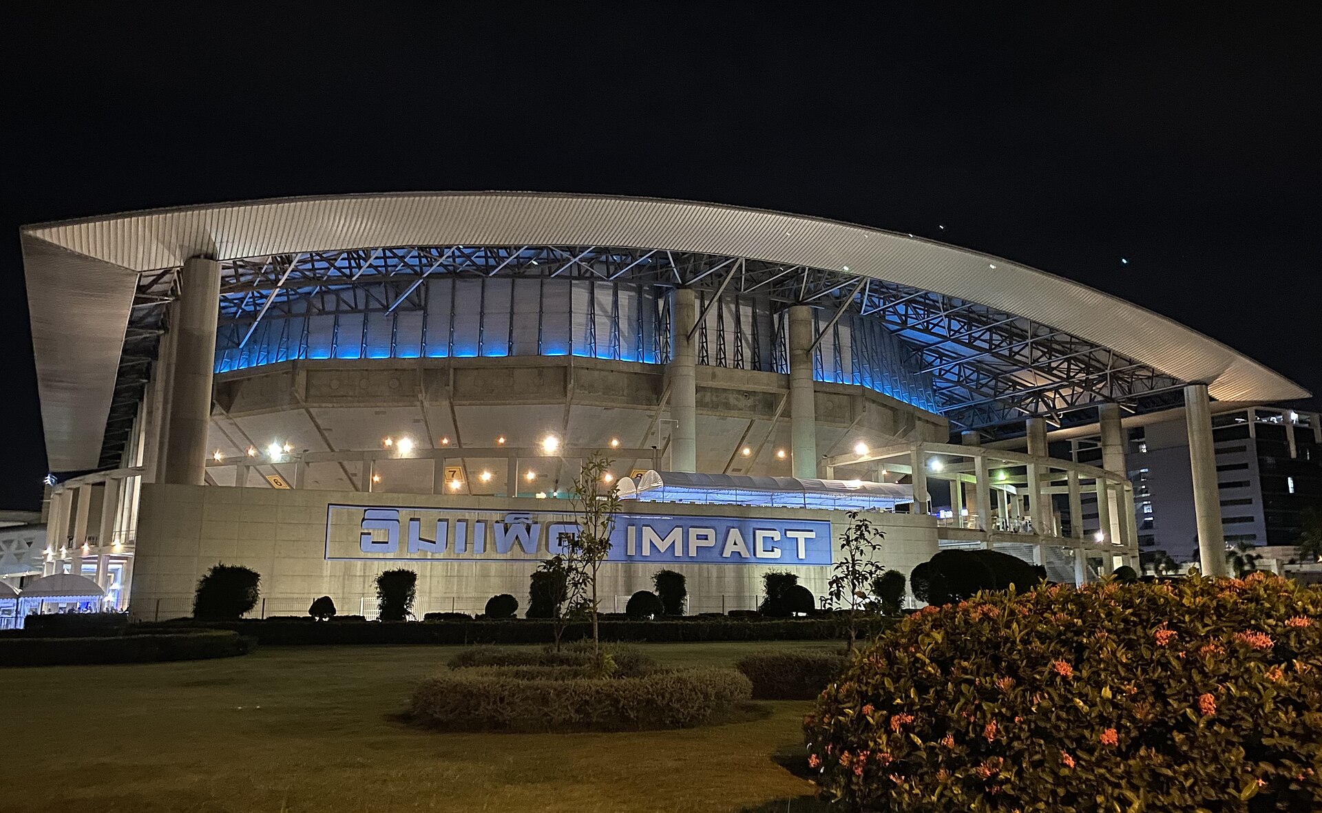 IMPACT Arena at night in Muang Thong Thani
