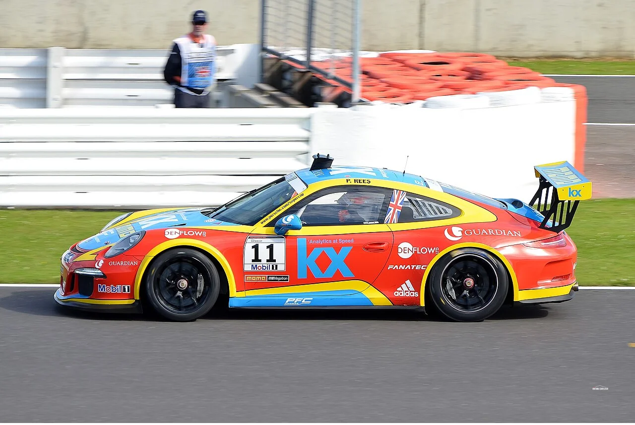 Porsche 992 GT3 Cup car racing at Spa-Francorchamps in the Carrera Cup Benelux