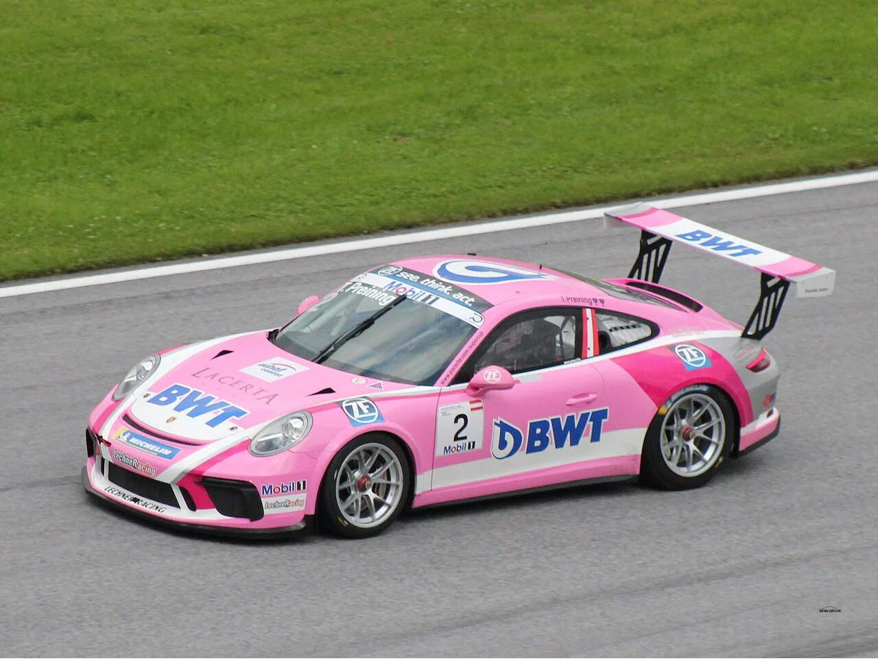Porsche 991 GT3 Cup car racing in the Supercup at the Red Bull Ring in Austria