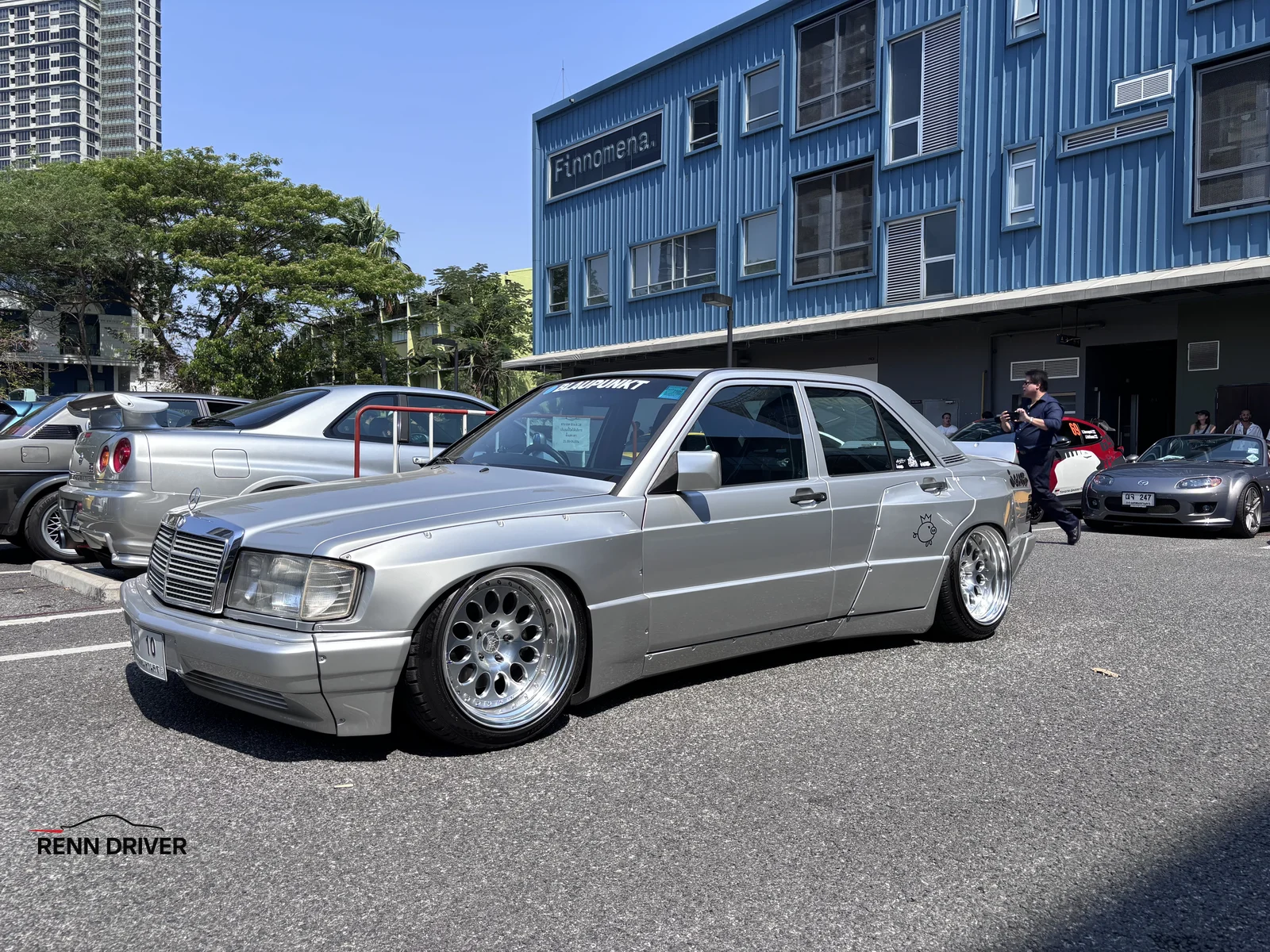 Silver Mercedes 190E on BBS wheels