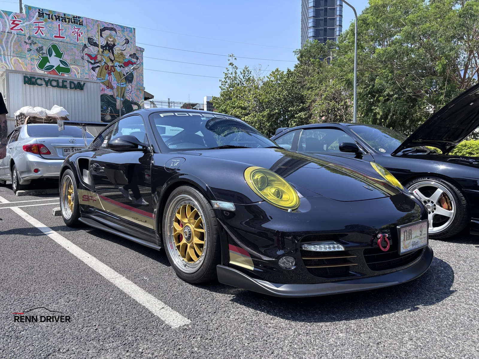 Black Porsche 997 Turbo close-up