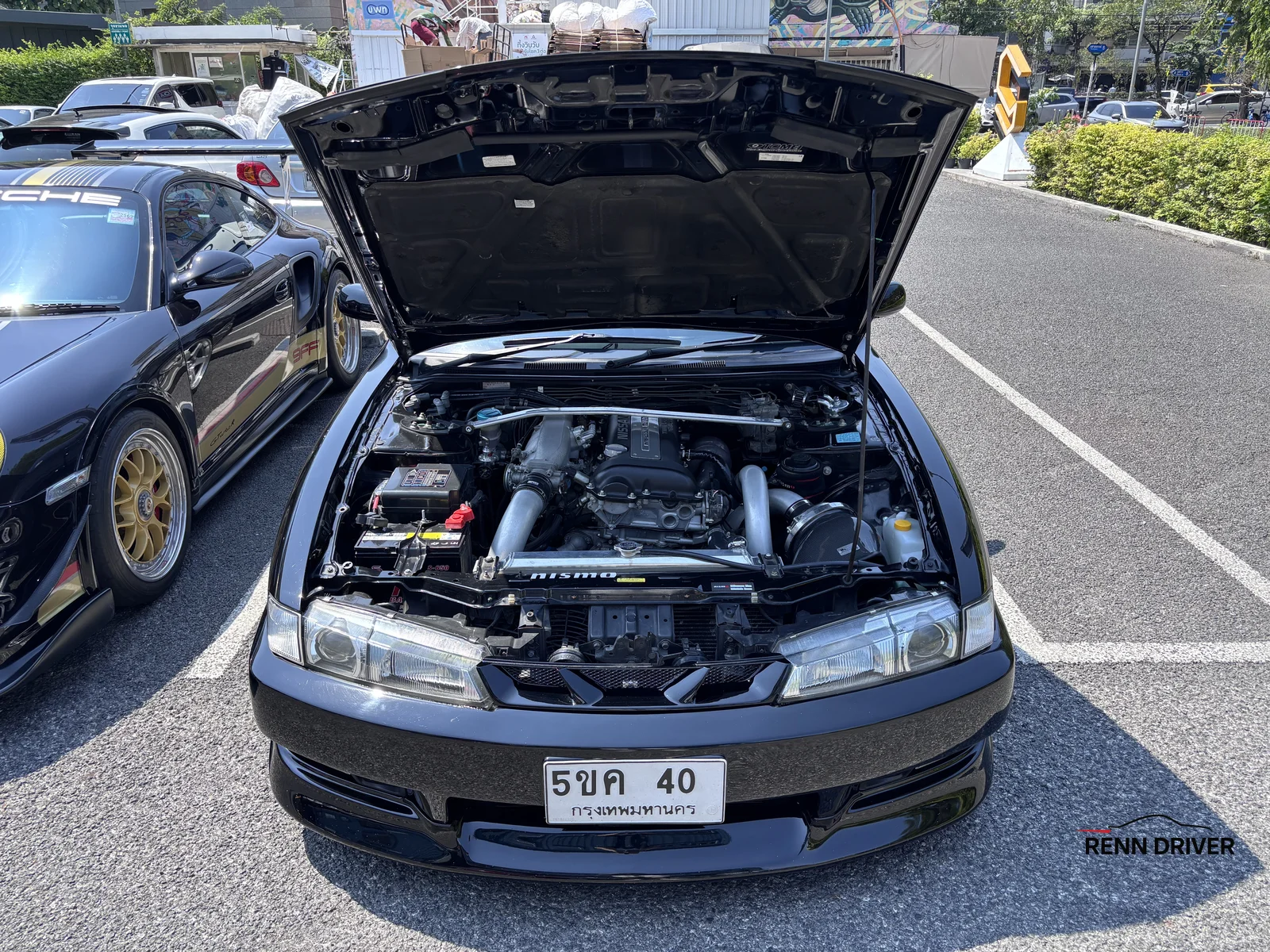 Black Nissan Silvia S14 engine bay