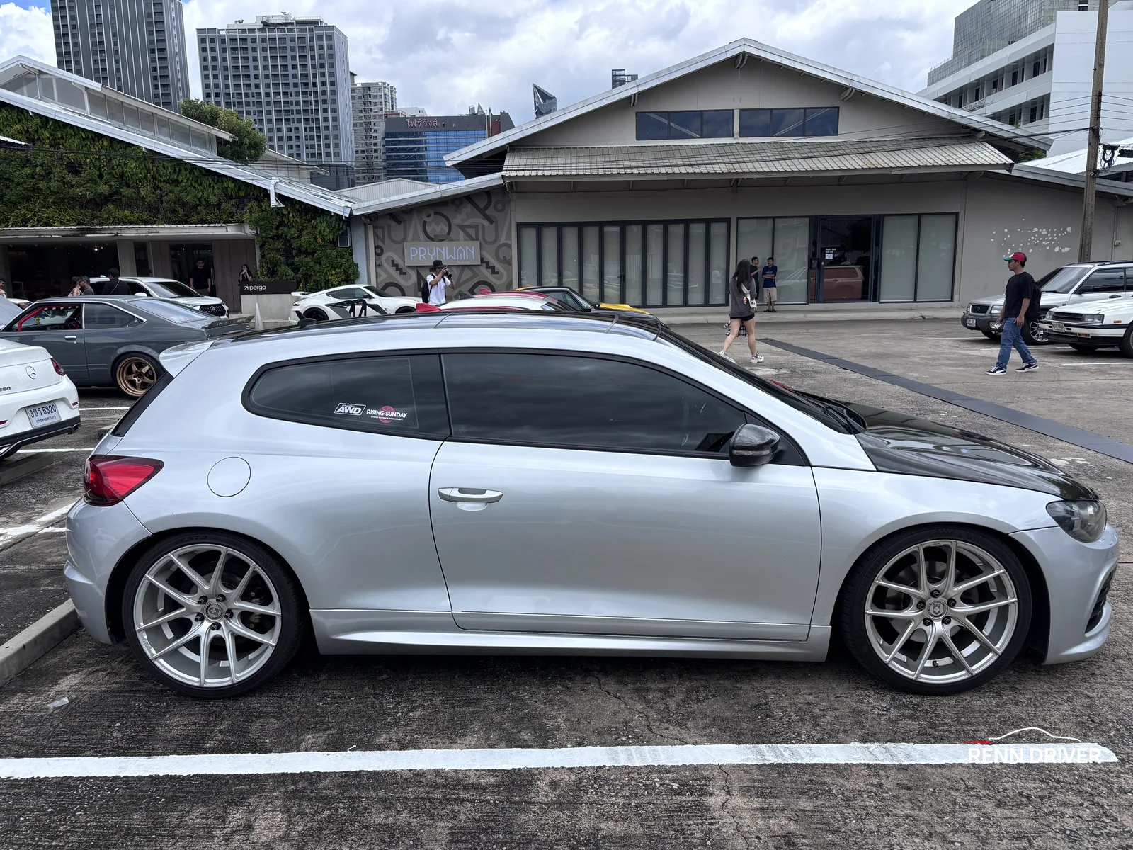 Silver VW Scirocco R side profile