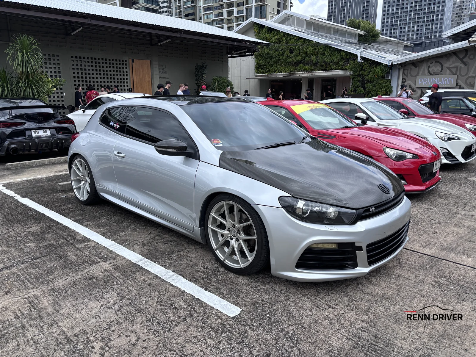 Silver VW Scirocco R front three-quarter