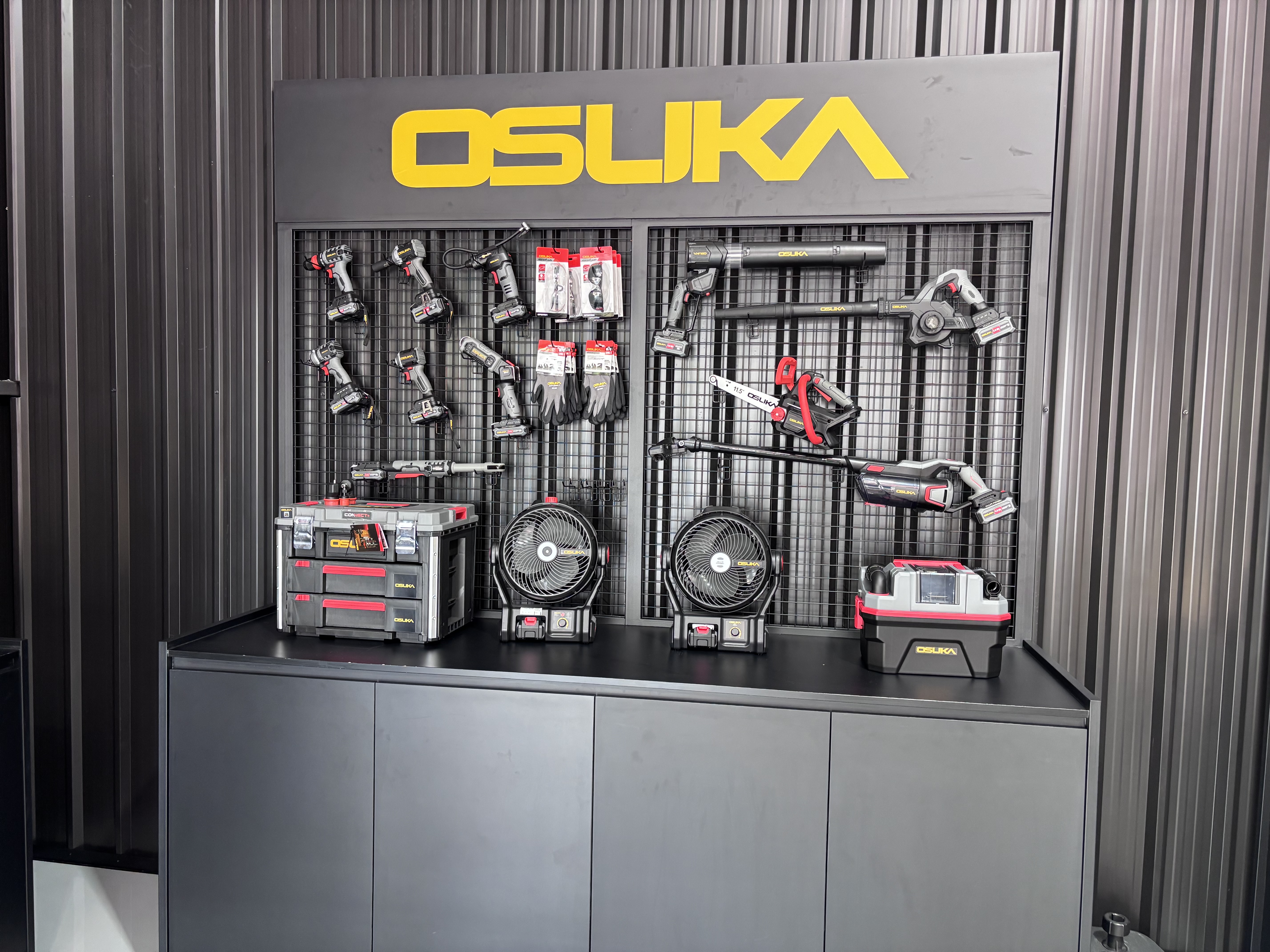 Osuka power tools display wall